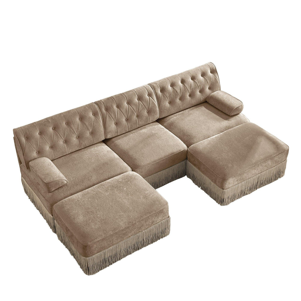 Modular Velvet Chesterfield Sofa for Living Rooms.