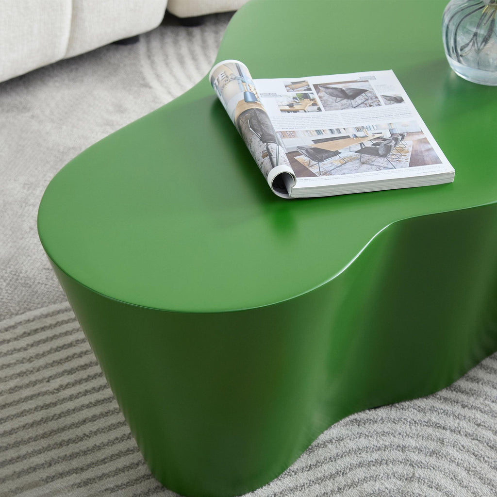 50 Inch Green Fiberglass Coffee Table for Living Room.