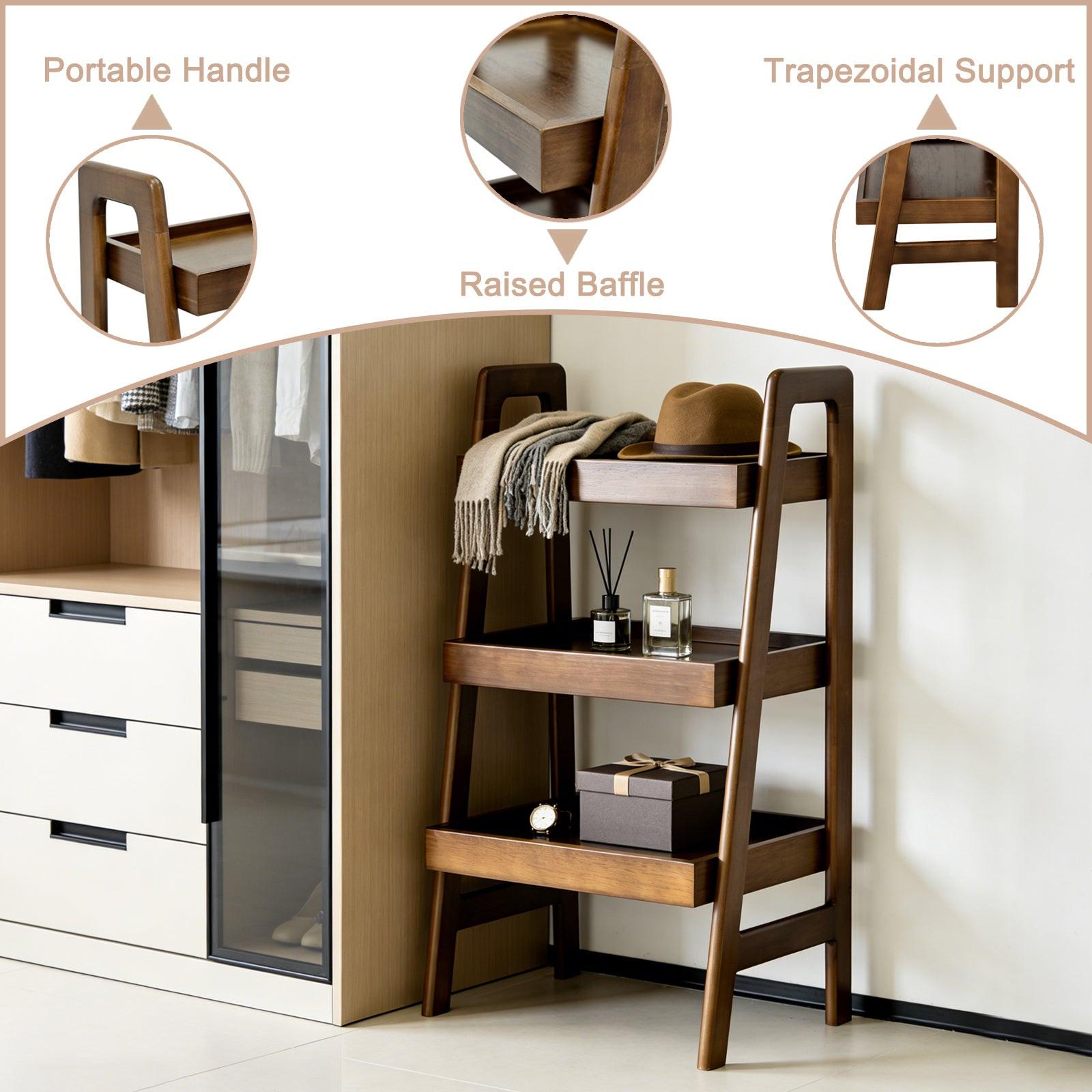 3 Tier Solid Wood Ladder Shelf for Home & Office.