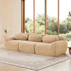 Modular Sectional Sofa with Plush Fabric, Ottoman & Pillows.