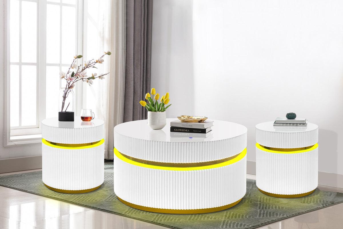 Tivoli 3-Piece LED Coffee Table Set with Glass Top.