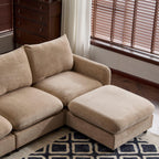 130 in. Oversize Modular Sectional Velvet Sofa with Ottoman.