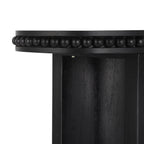 Close-up of Mirod Console Table's vintage beaded trim in black finish, showcasing its elegant craftsmanship and classic detailing.