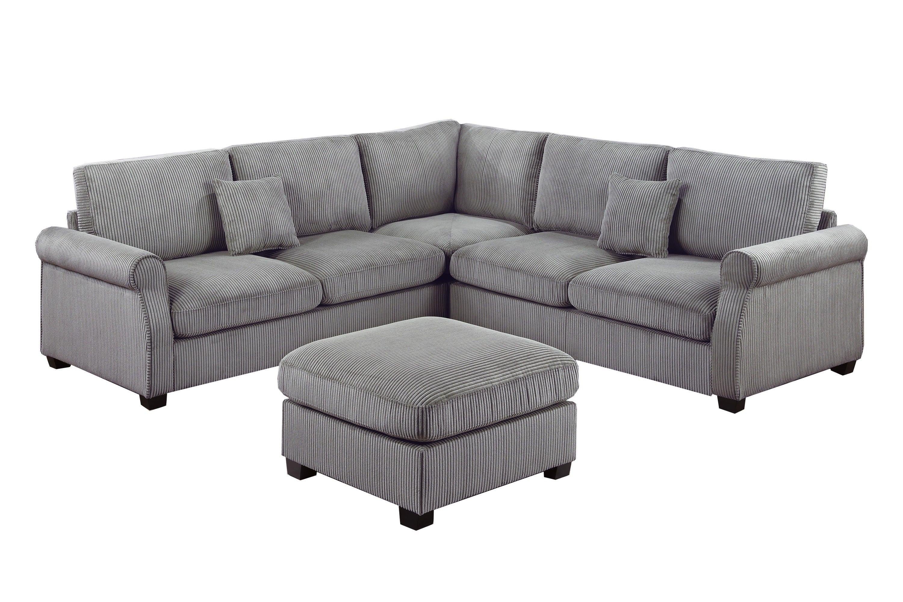 4pc Sectional Set with Matching Pillows and Ottoman.