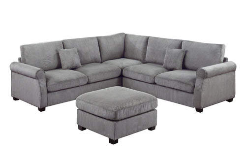 4pc Sectional Set with Matching Pillows and Ottoman.