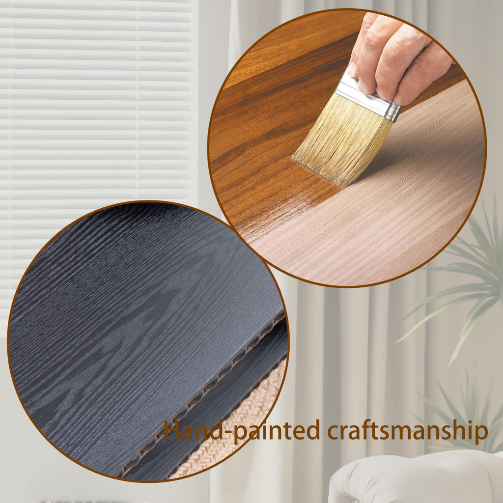 Hand-painted craftsmanship of Black Beaded Coffee Table displayed with brushwork and wood grain finish for a premium look.