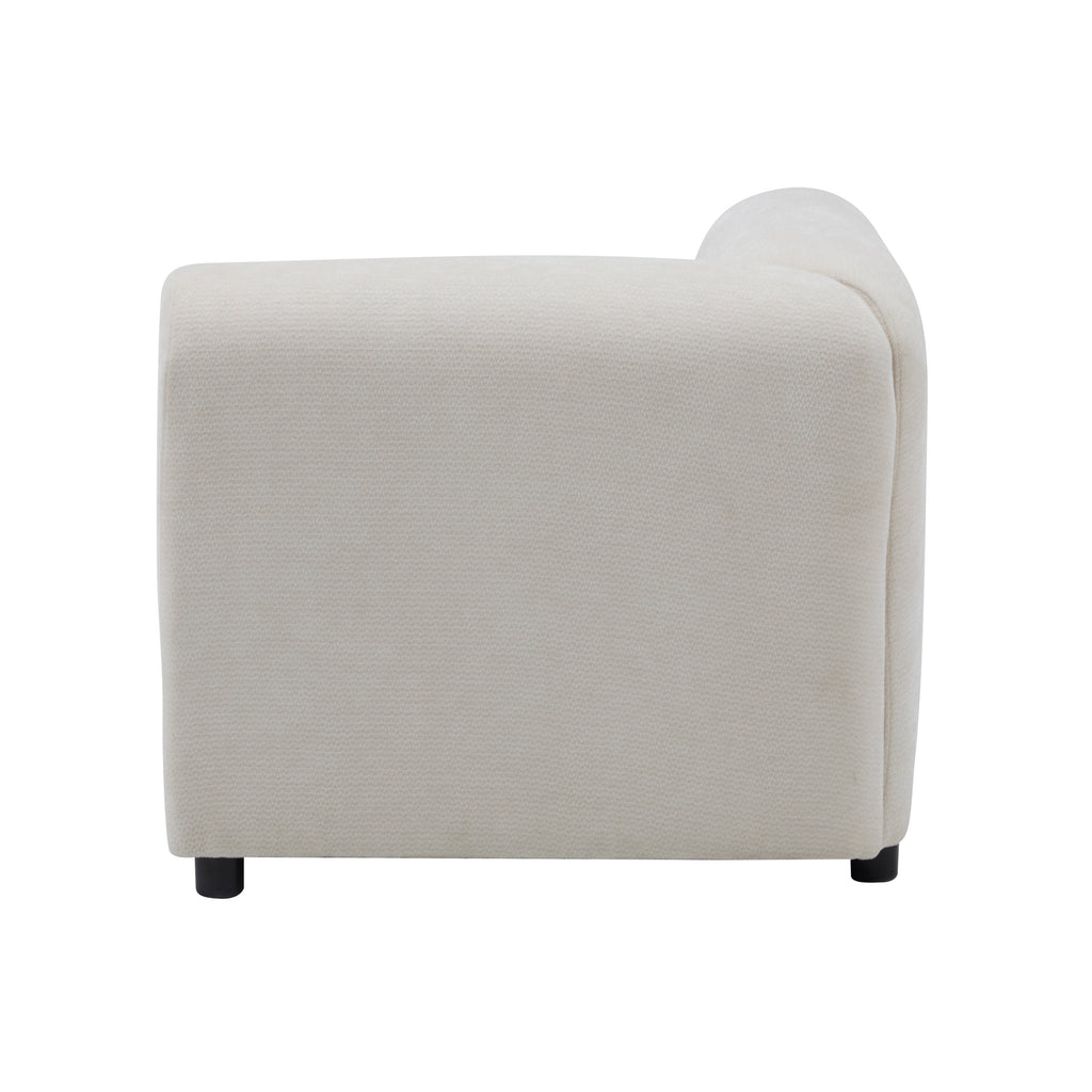 Side profile of a modular unit from the Evelyn U-Shaped Sectional Sofa, displaying the thick chenille upholstery and low-profile legs.