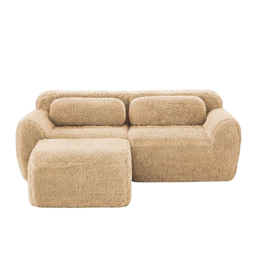 Modular Plush Sofa - L-shaped with Chaise & Throw Pillows.