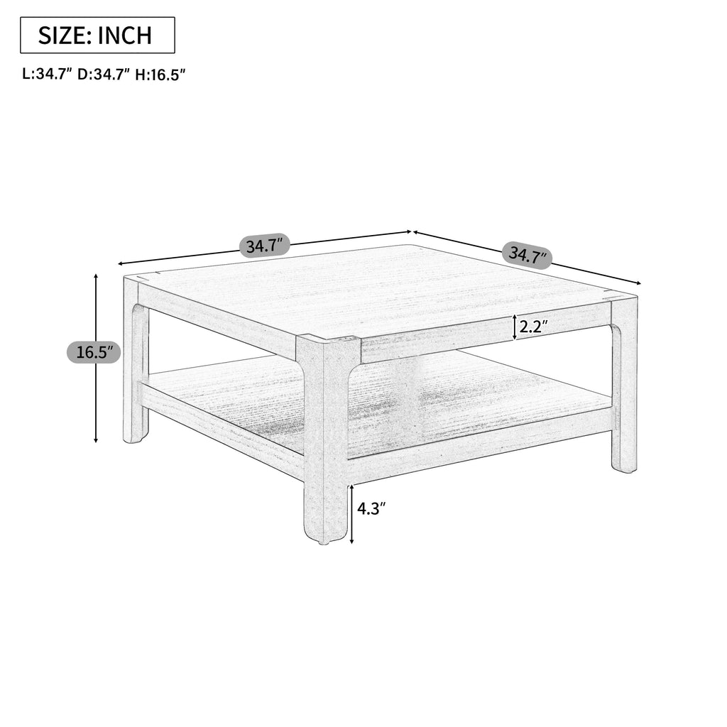 Farmhouse Coffee Table with Soft Rounded Profile.
