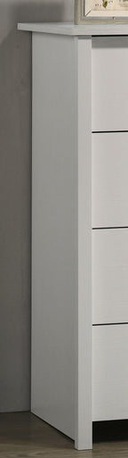 Celeste White 4-Drawer Chest with Silver Handles.