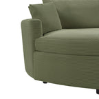 Green Oversized Double Chaise Lounge Sofa with Upholstered Corduroy Fabric, Deep Seat, USB Ports, and Removable Pillows – 102.3'