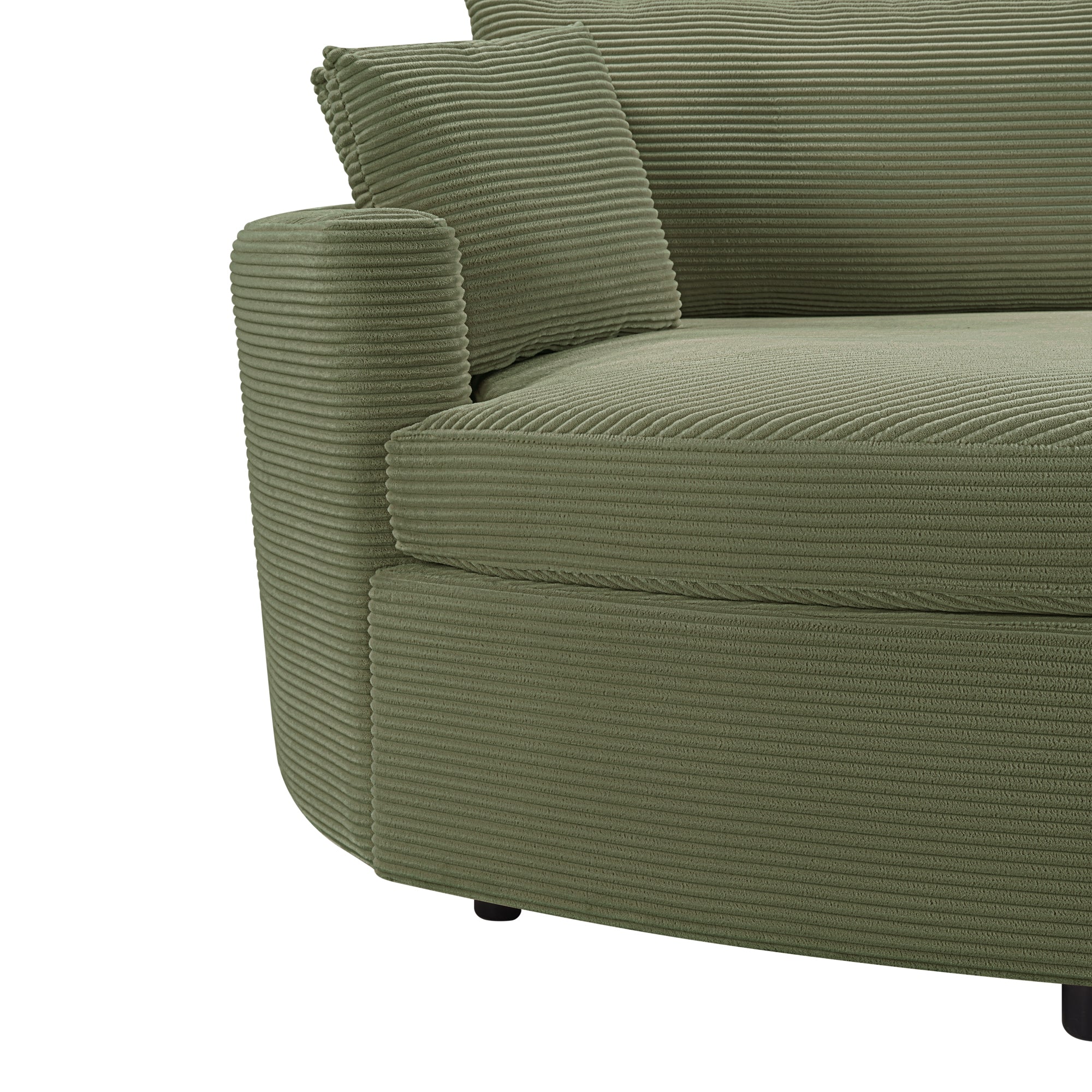 Green Oversized Double Chaise Lounge Sofa with Upholstered Corduroy Fabric, Deep Seat, USB Ports, and Removable Pillows – 102.3'