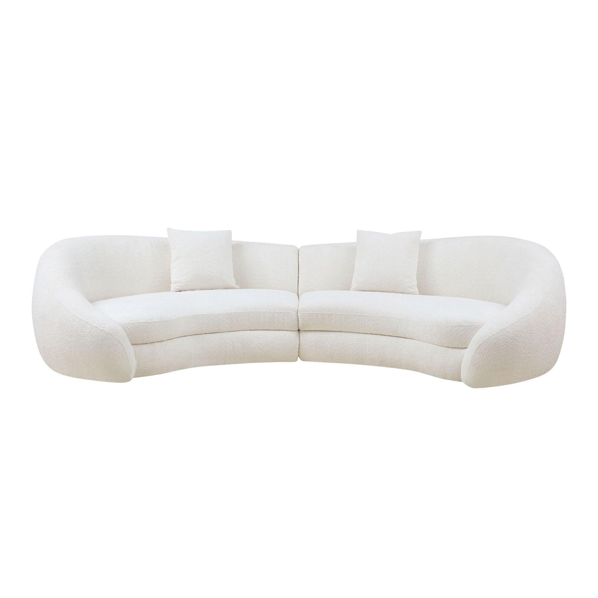 Modern Curved Sofa with Love Heart Design - White.
