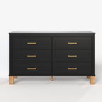 Modern 6-Drawer Dresser with Metal Handles.