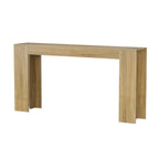 Farmhouse Oak Console Table - Extra-Long Entryway Table angled side view showing sturdy MDF construction and seamless oak finish.