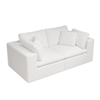Modular Sectional Sofa - White Plush Corduroy Fabric.