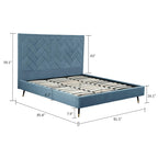 Crosby Upholstered Velvet King Bed in Blue.