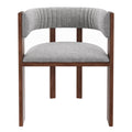 Curved Back Wood Dining Chair in Gray Fabric - Set of 2