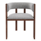 Curved Back Wood Dining Chair in Gray Fabric - Set of 2