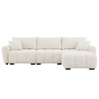 Modular Sectional Sofa with Movable Ottoman & Boucle Fabric.