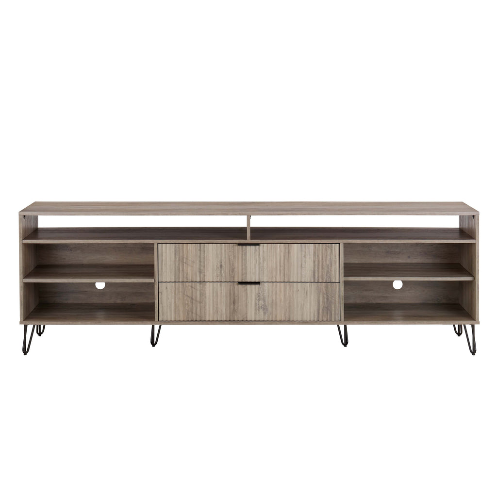 Dumbo 85' Fluted TV Stand in Rustic Gray