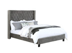 Gray Queen Size Bed Frame with Upholstered Design.