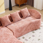 Pink Chenille L-Shaped Sofa Perfect for Living Room.