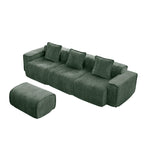 Modular Velvet Sectional Sofa with Ottoman - No Assembly.