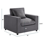 Cassandra Modern Armchair - Charcoal: Contemporary Lounge Chair with Plush Cushions.