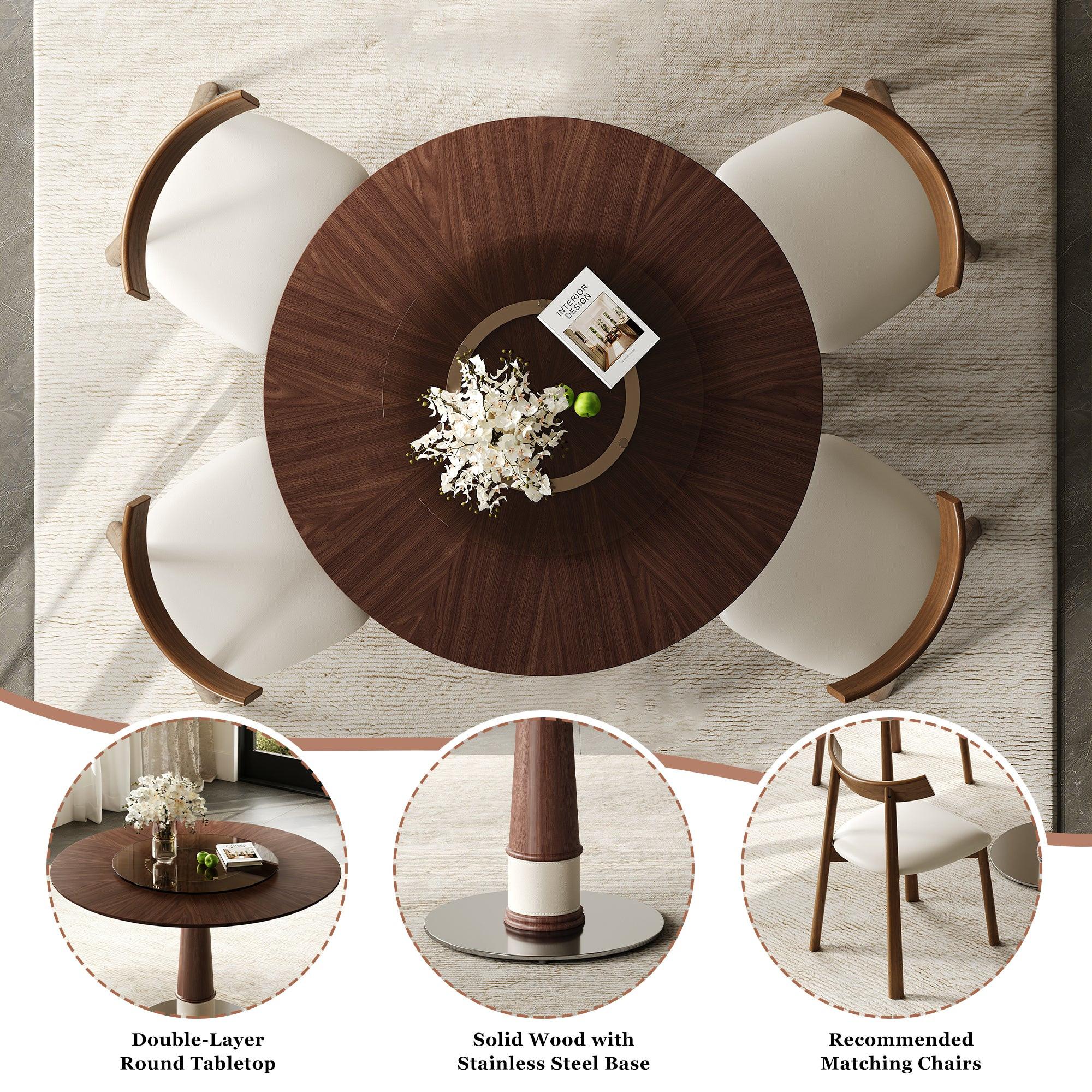 47 Inch Solid Wood Dining Table Set with 4 Chairs.