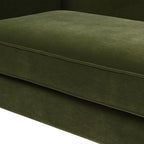 Elaine 77' Small Space Sofa in Olive Green Velvet.