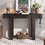 Rustic Console Table with Power Outlet and Hidden Drawer.
