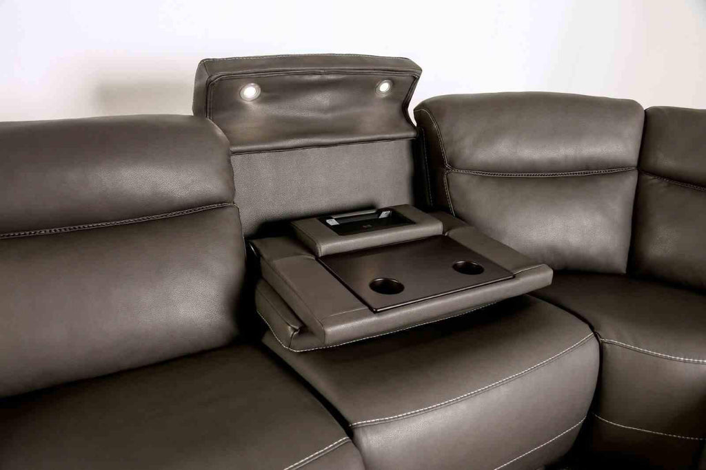 Power Reclining Sectional Dark Gray Sofa for Living Room.