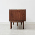 Solid Red Oak TV Cabinet with Glass Doors and Storage.