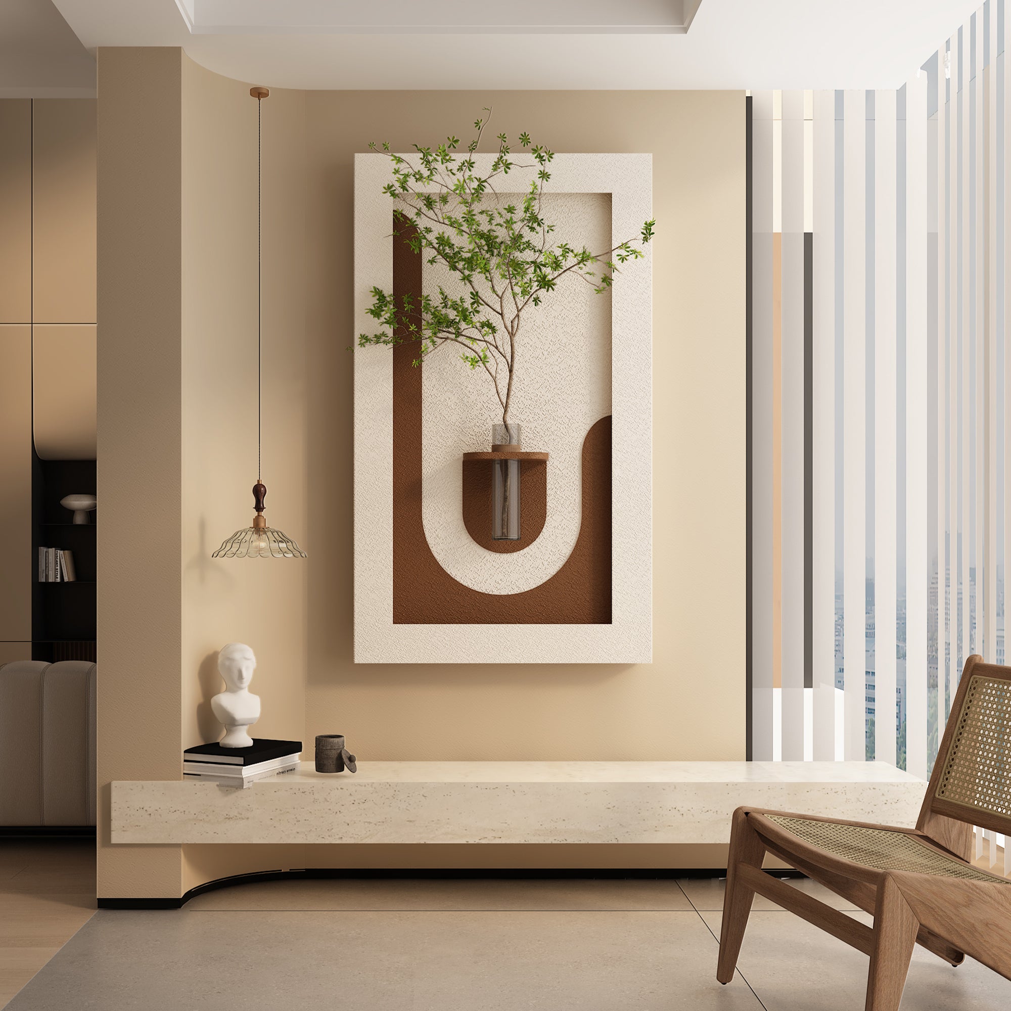 LED Wall Decor with 3-Color LED and Plants