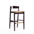 Klismos Wood Upholstered Barstool in Camel