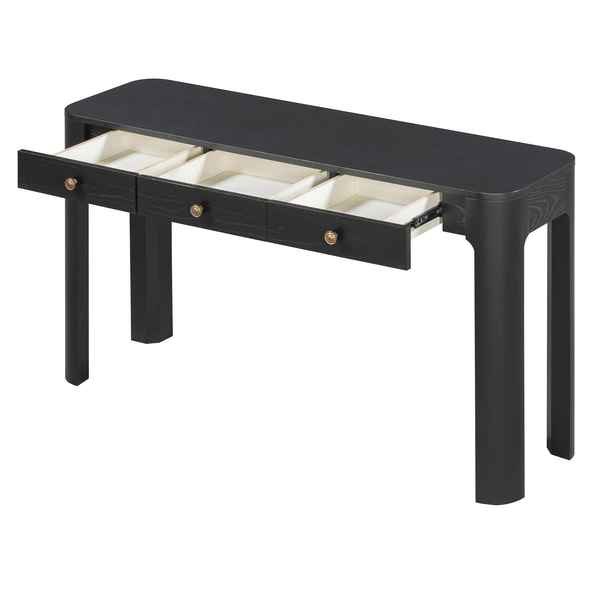 TREXM Rustic Console Table with Storage and Curved Corners.