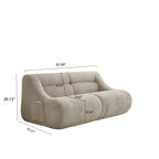 Dimension diagram of beige memory foam 2-seater sofa showing measurements and compact size, ideal for small spaces and no installation.