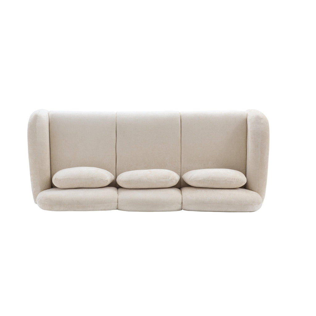 Modern Boucle Sofa - 78 in. 3 Seater Couch with Pillows.