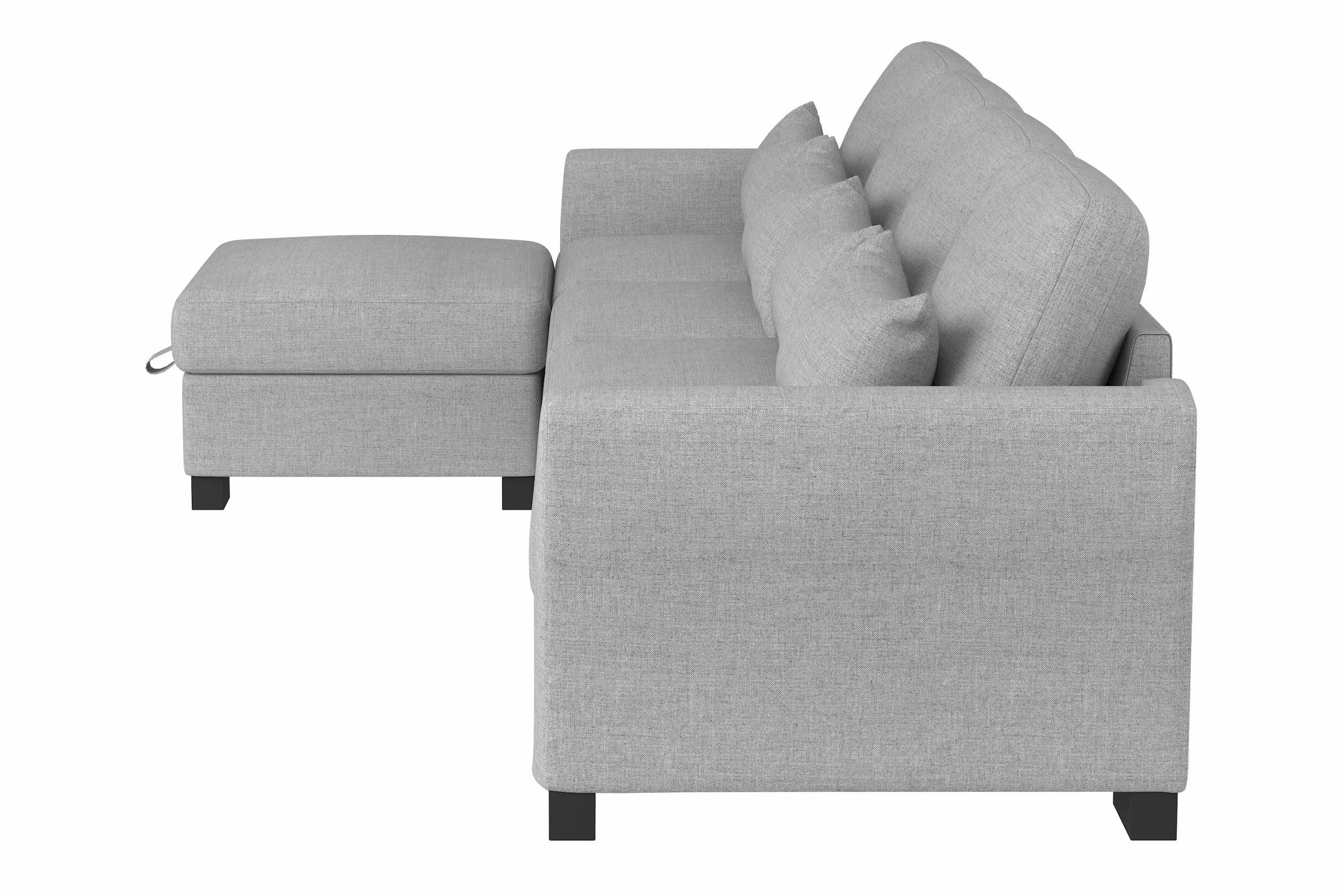 130' Modular L-Shaped Sofa with Storage Ottoman.