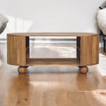 Solid Wood Soba Ball Coffee Table, Open Storage, Light Brown