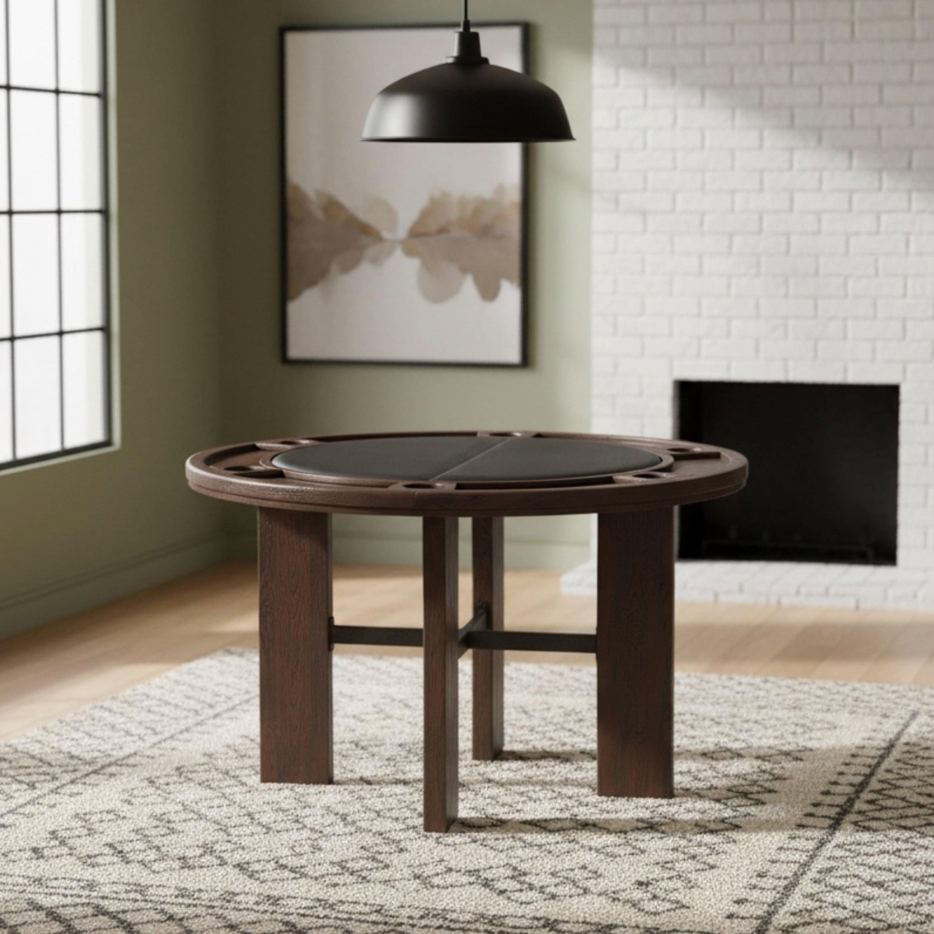 Gorman Dining Game Table with Walnut Finish.