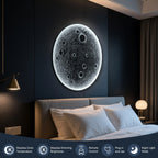 32-Inch Realistic Resin Moon Wall Light – Plug-In Dimmable LED Moon Sconce with Remote Control, 30 W Main & 10 W Night Light, Meteorite Crater Texture, 1.75″ Thick Wall-Mounted Décor for Home & Commer.