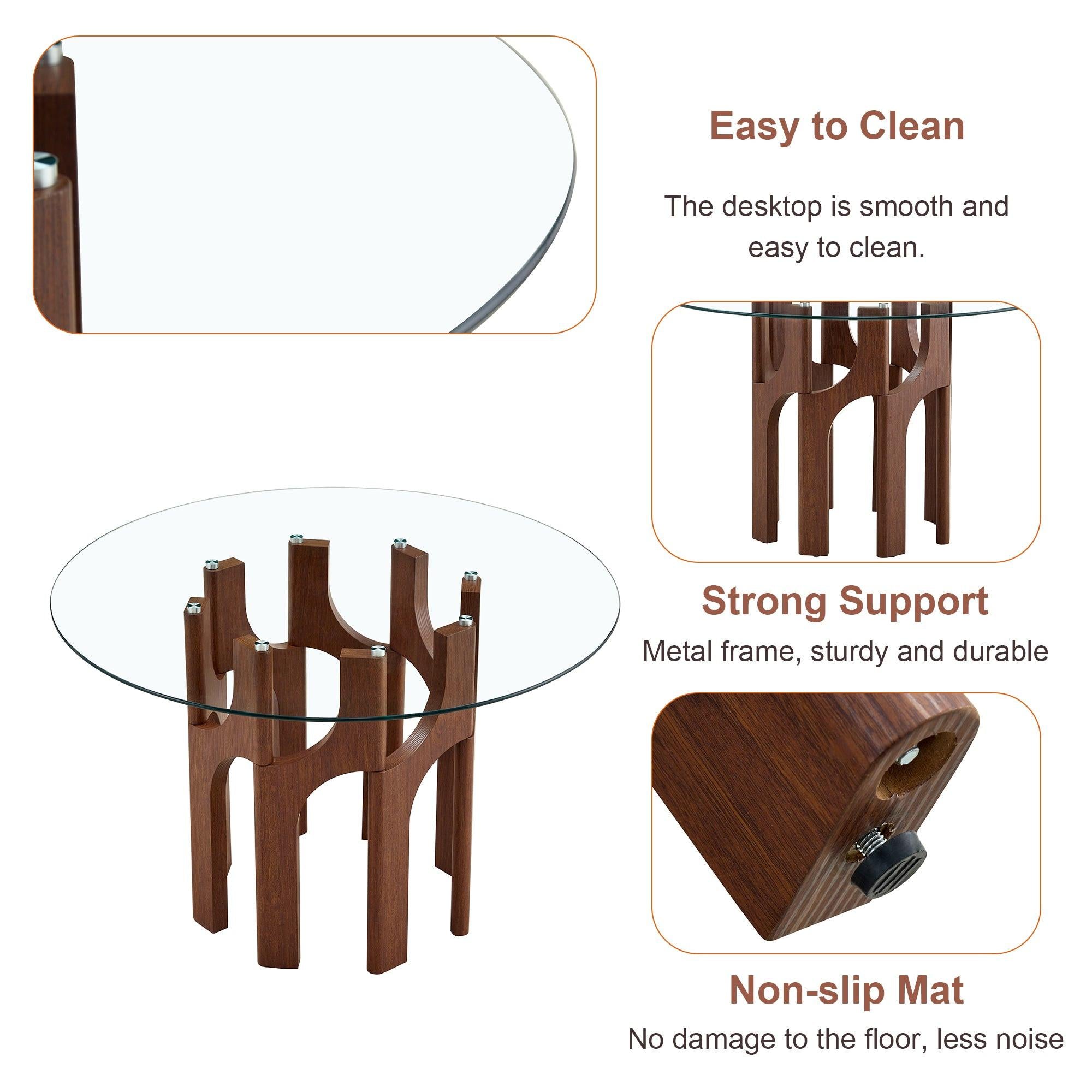 Mid-Century Modern Glass Dining Table for Small Spaces.