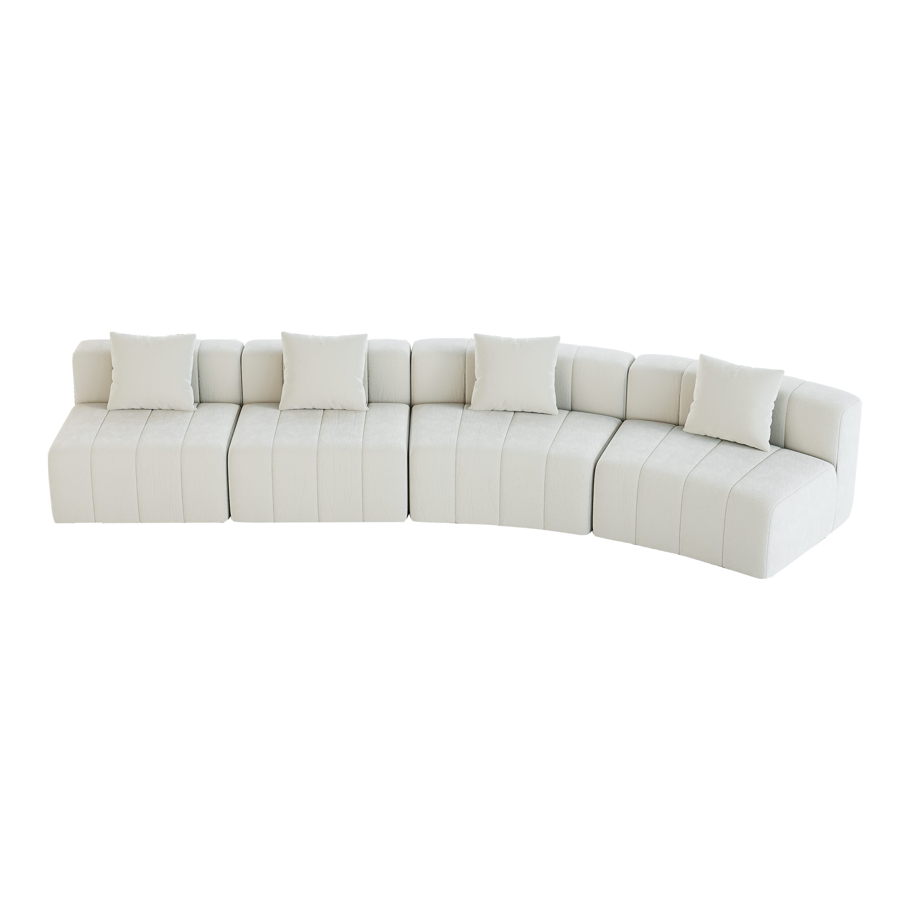 Curved Sectional Sofa with 4 Pillows for Stylish Seating.