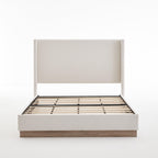 Hosford Minimalist Upholstered Wingback Bed.