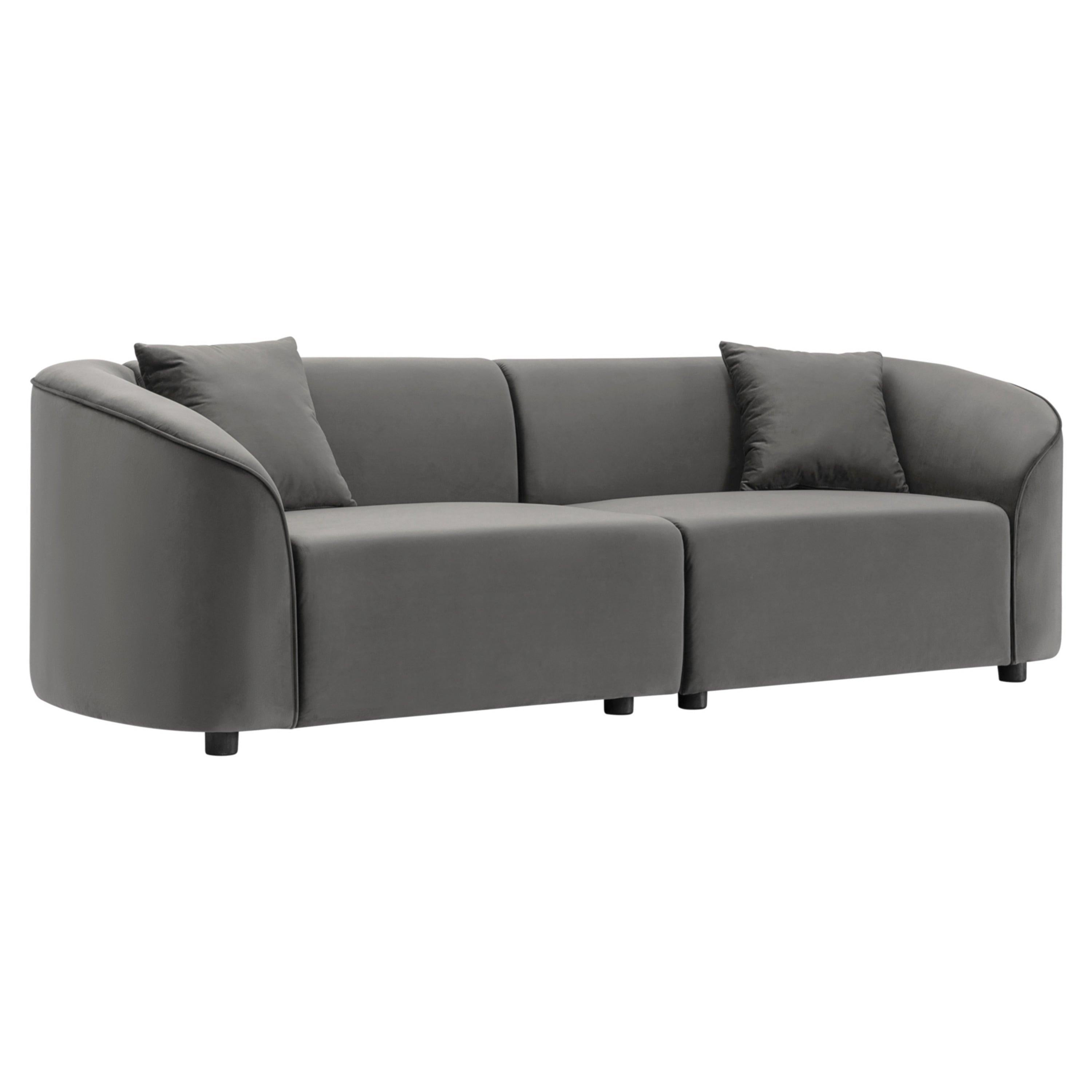87' Curved Contemporary Sofa Gray for Stylish Living Spaces.
