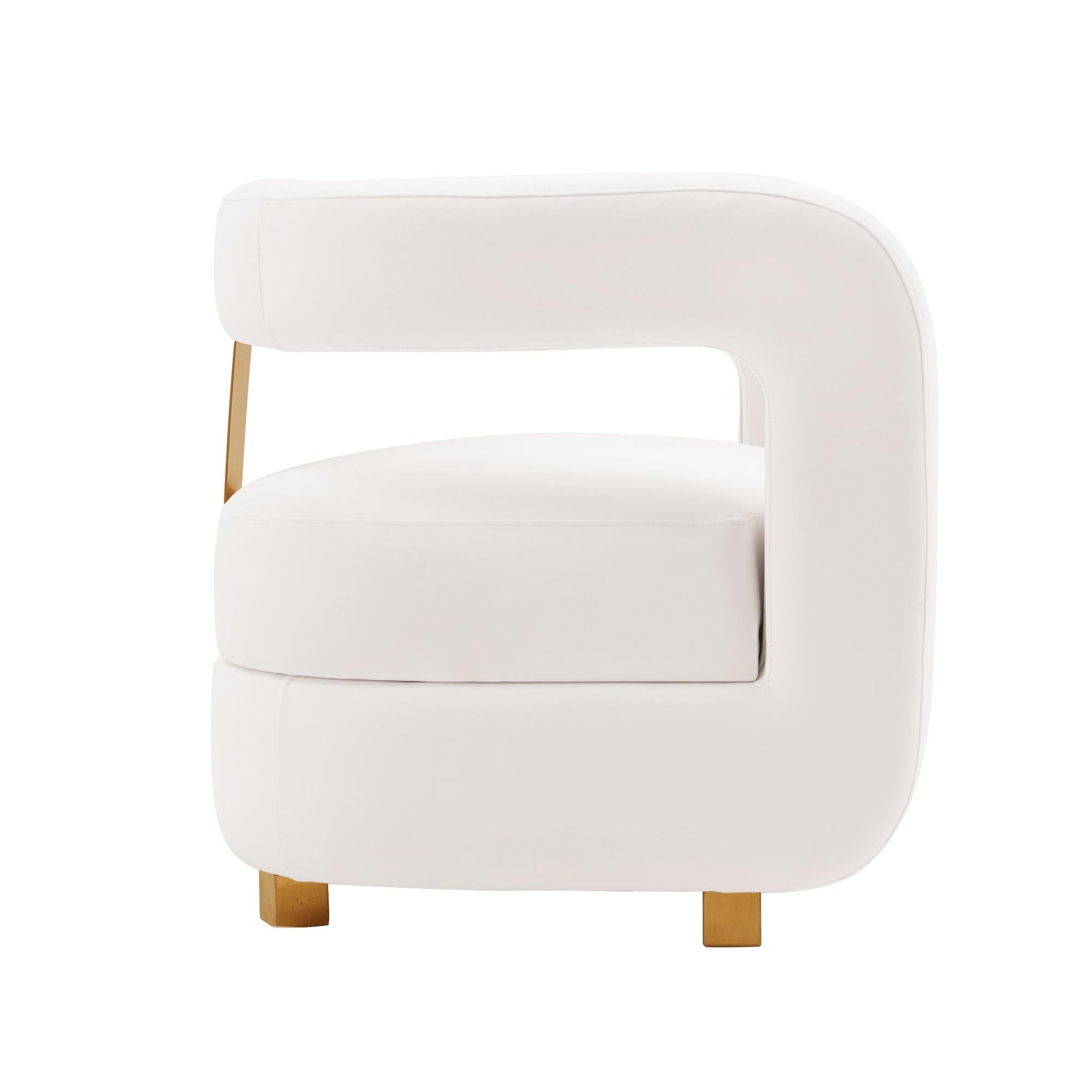 Amirah Velvet Lounge Chair in White.