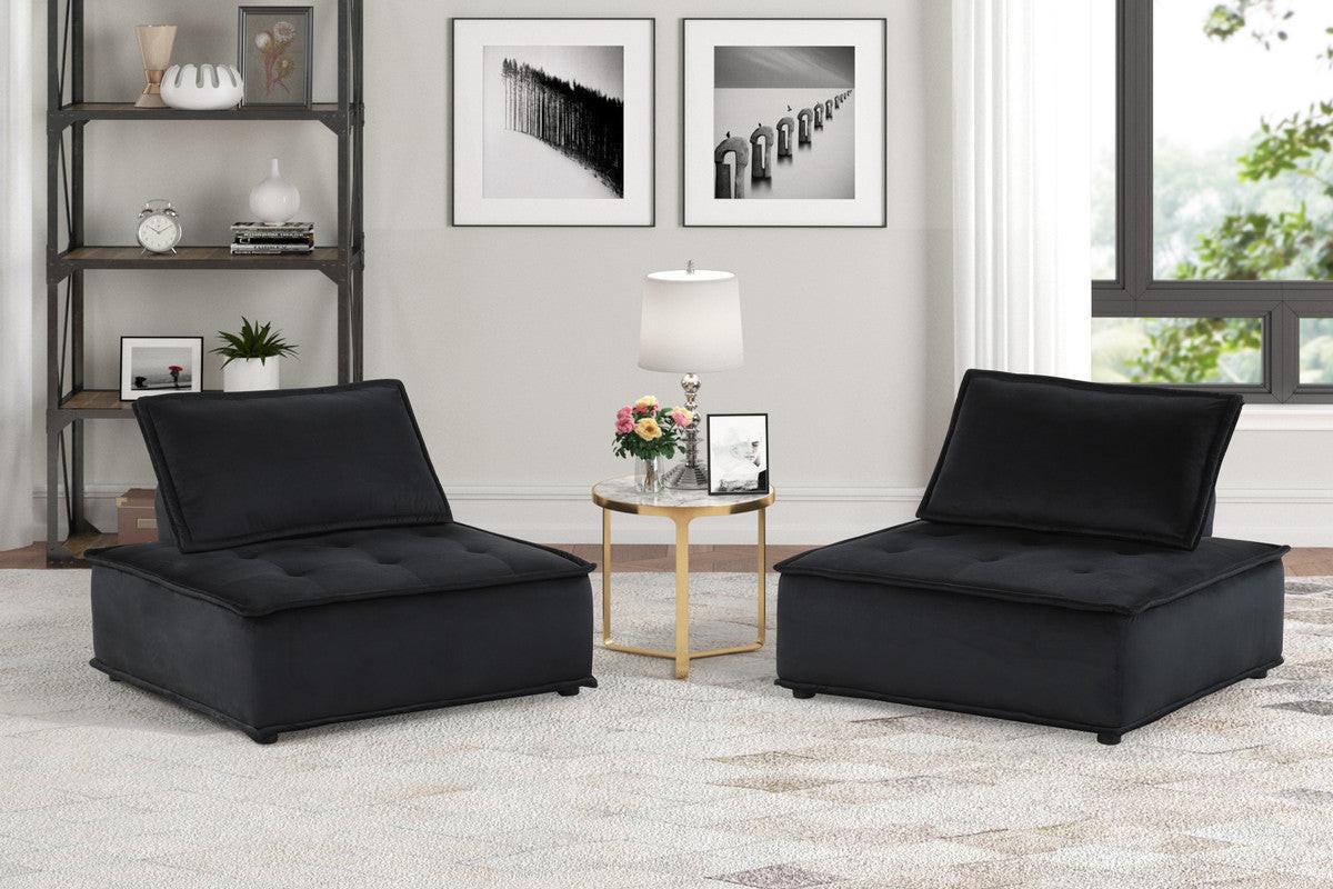 Aveline Black Velvet Lounge Chairs Set of 2.