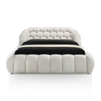 White Chenille King Size Bed with Contemporary Style.